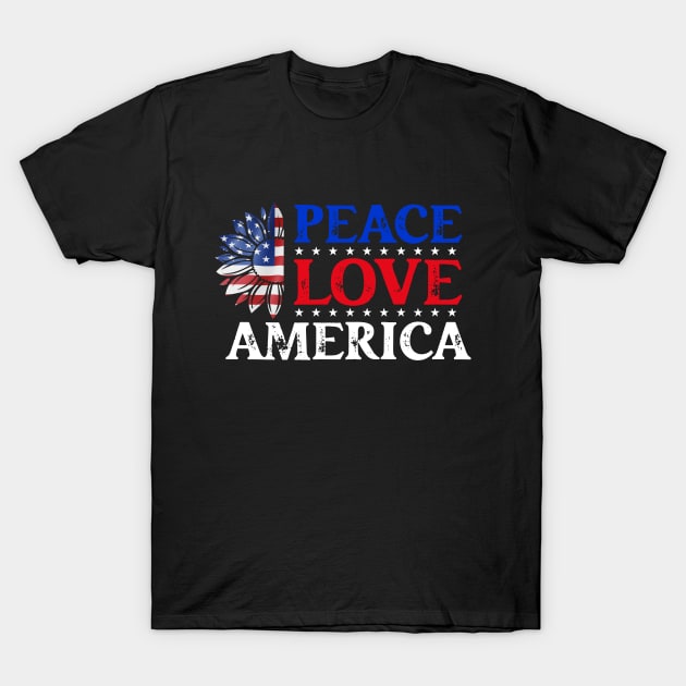 Peace Love America T-Shirt by  El-Aal